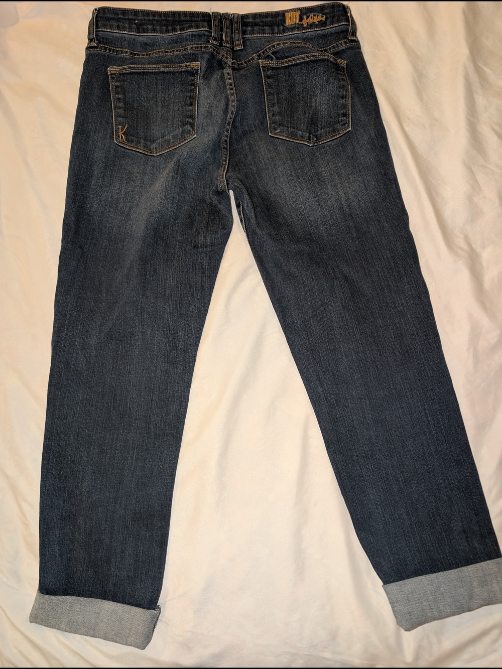 Kut from the Kloth Katy Boyfriend Jeans in Dark Blue Wash 10 Straight Cuff - Picture 3 of 7